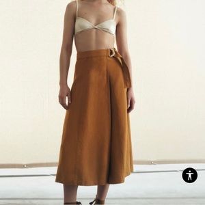 Women Zara LINEN BLEND WRAP SKIRT